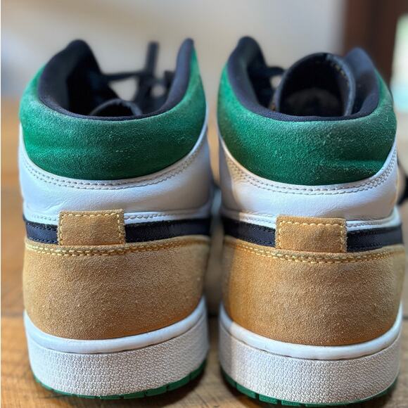 Nike Air Jordan 1 Retro Mid SE Oakland Shoes Sneakers Green Yellow Mens Size 13 - Picture 13 of 16